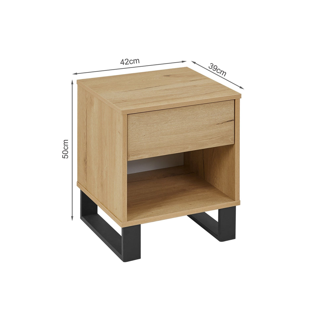 Frohna Wooden Bedside Table Nightstand - Oak