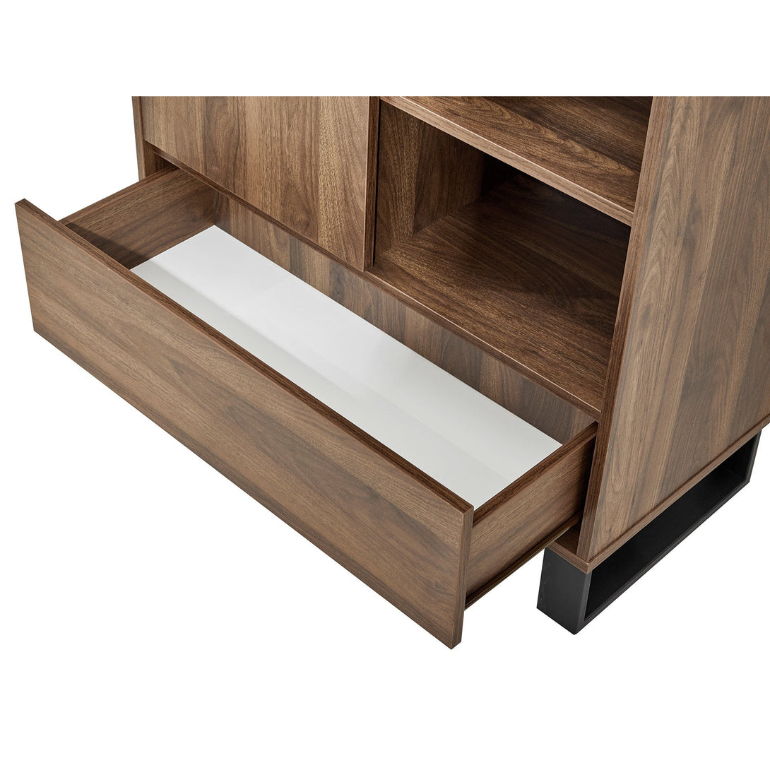 Frohna Bookshelf Cabinet with Drawer - Walnut