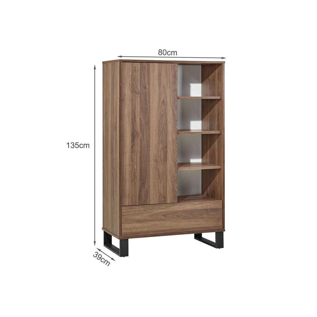 Frohna Bookshelf Cabinet with Drawer - Walnut