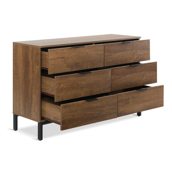 Ocala Low Boy 6 Drawer Chest Dresser - Walnut