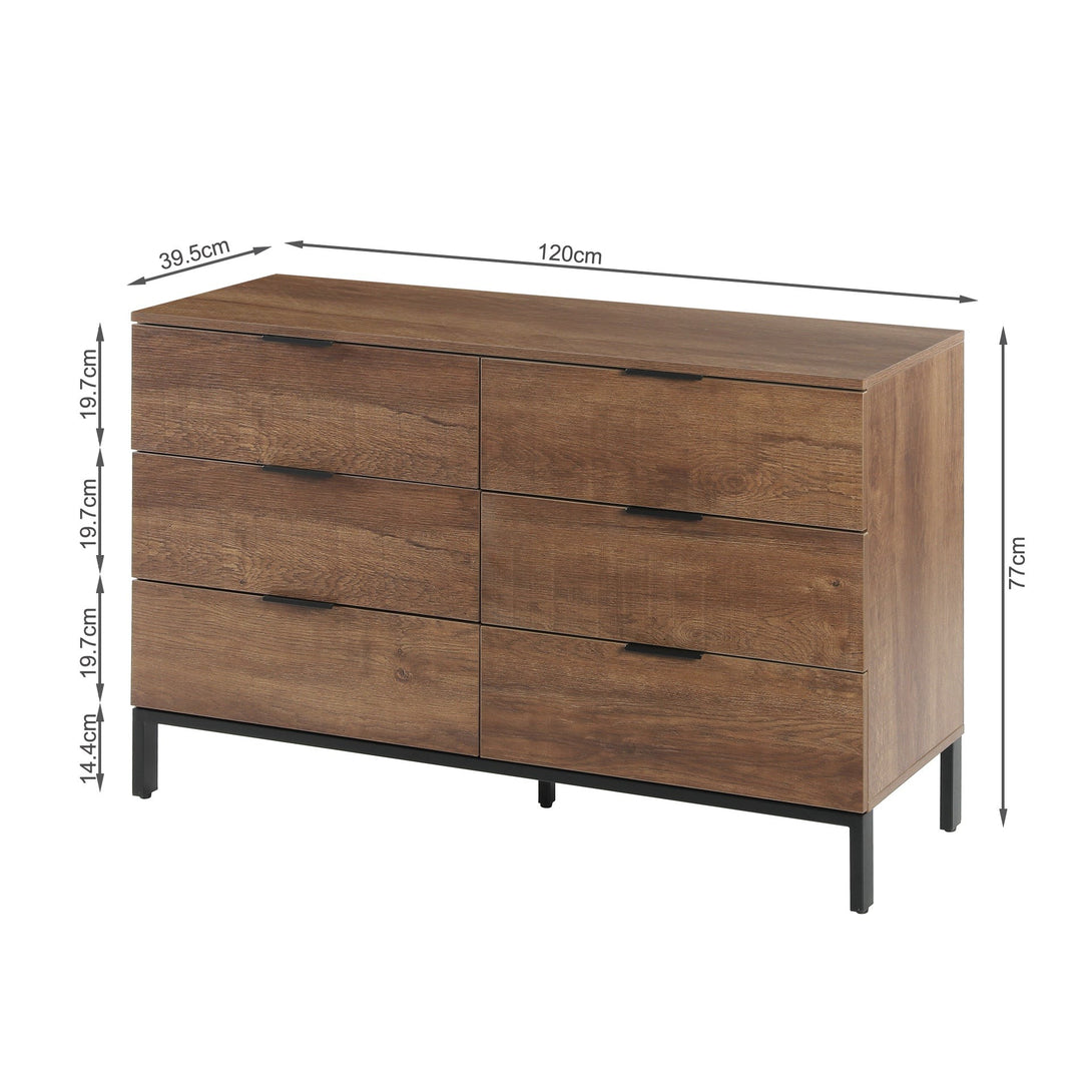 Ocala Low Boy 6 Drawer Chest Dresser - Walnut