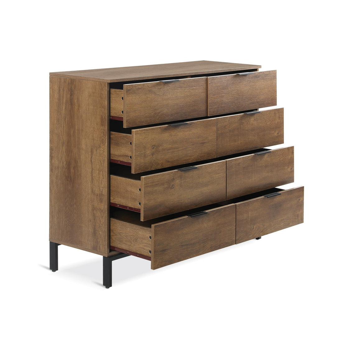 Ocala Low Boy 8 Drawer Chest Dresser - Walnut