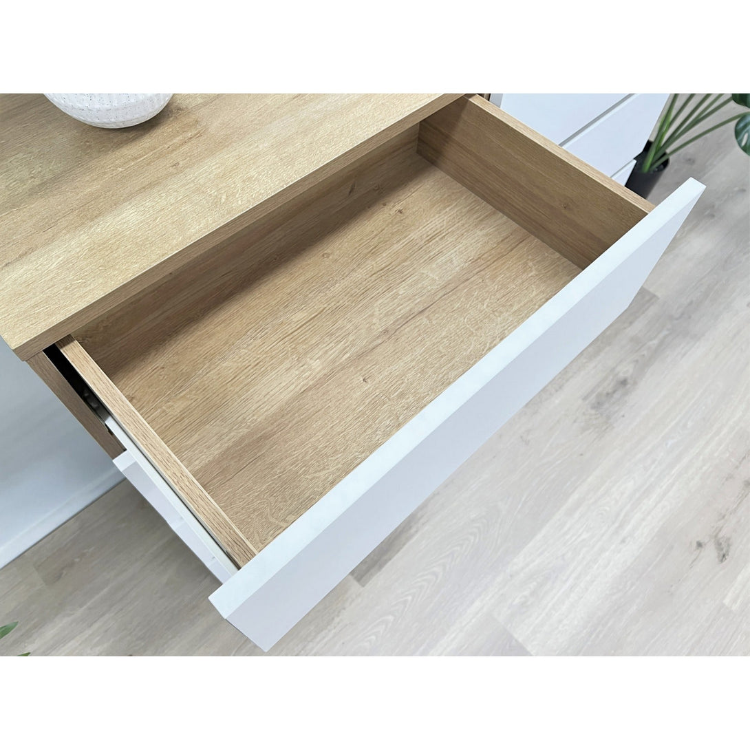 Harris 8 Drawers Low Boy - Oak + White