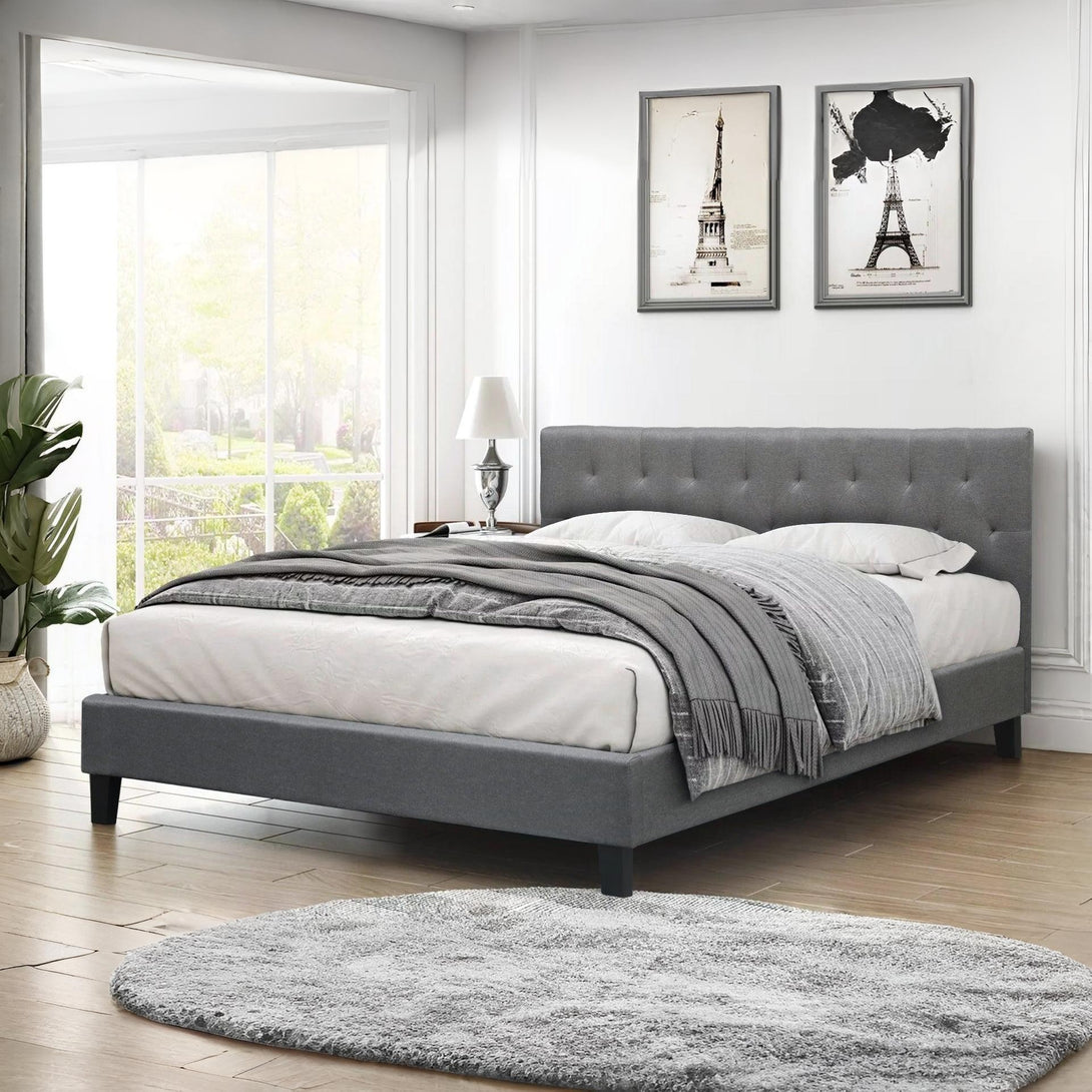 Blane King Bed Frame - Dark Grey