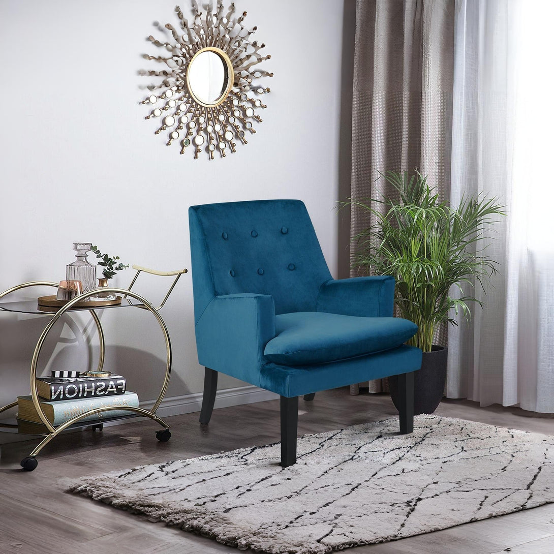 Mila Velvet Arm Chair - Blue
