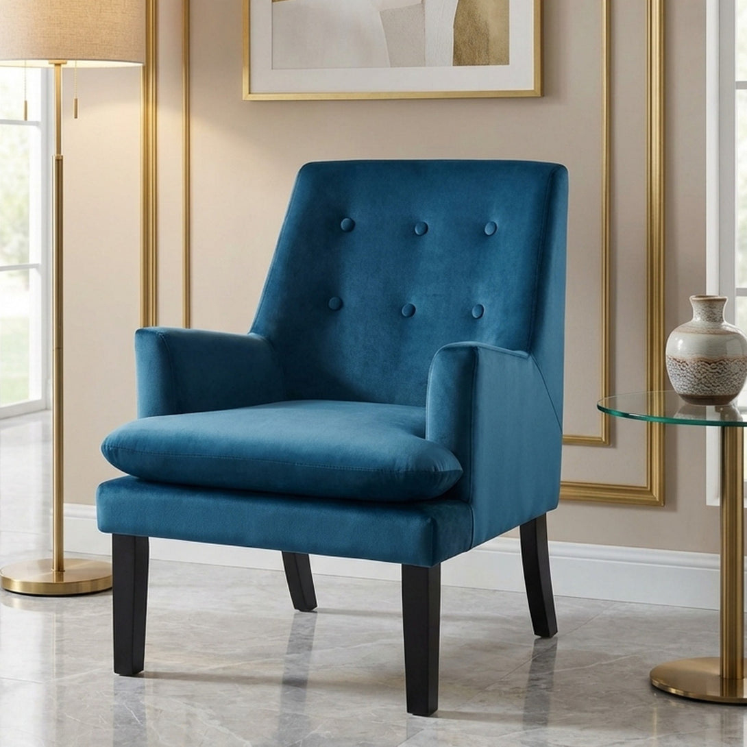 Mila Velvet Arm Chair - Blue