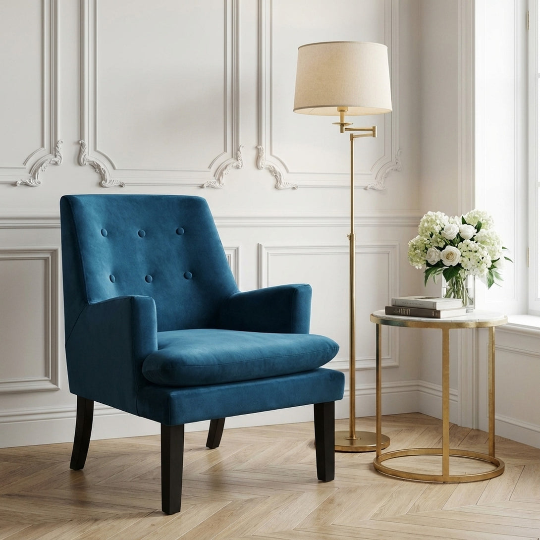Mila Velvet Arm Chair - Blue