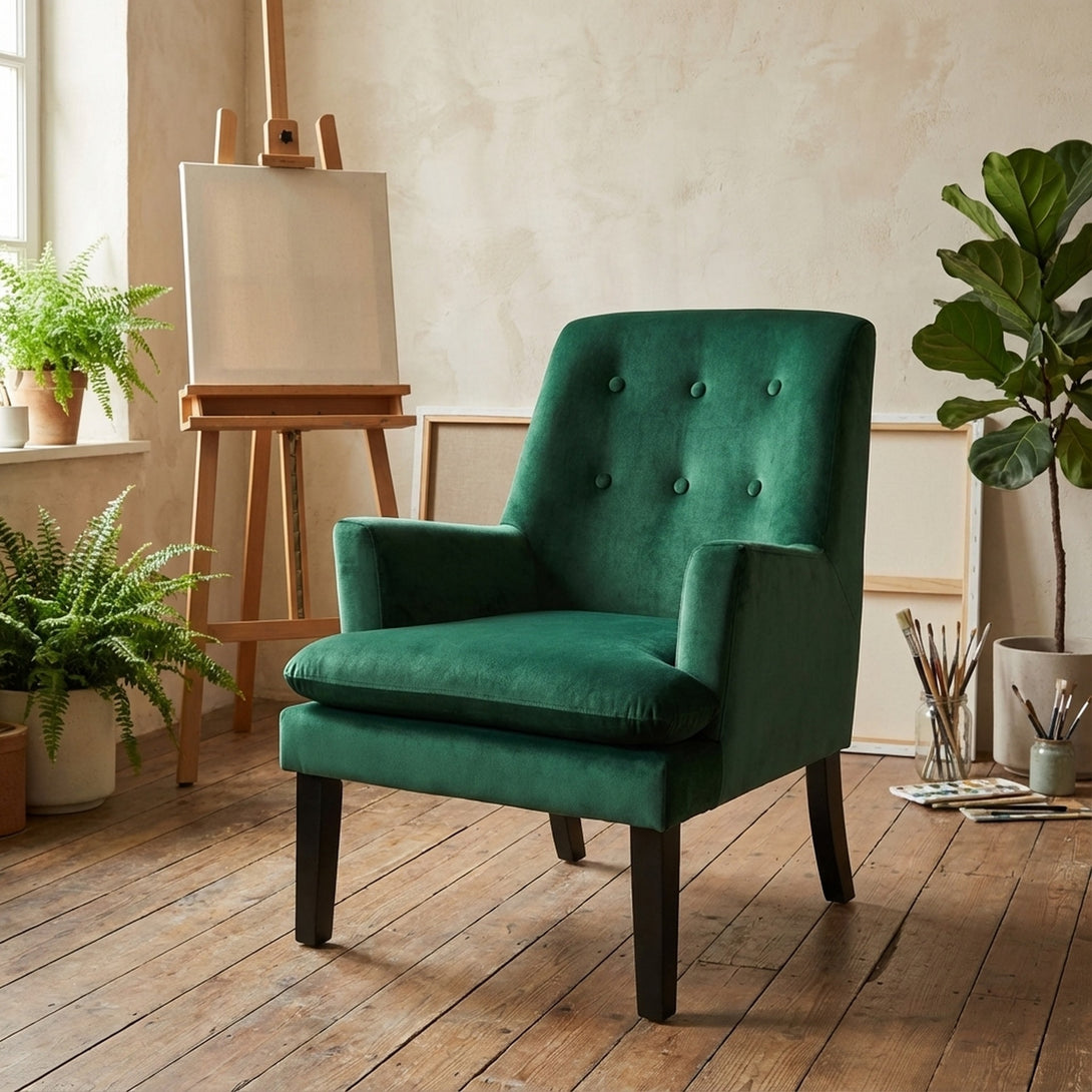 Mila Velvet Arm Chair - Green