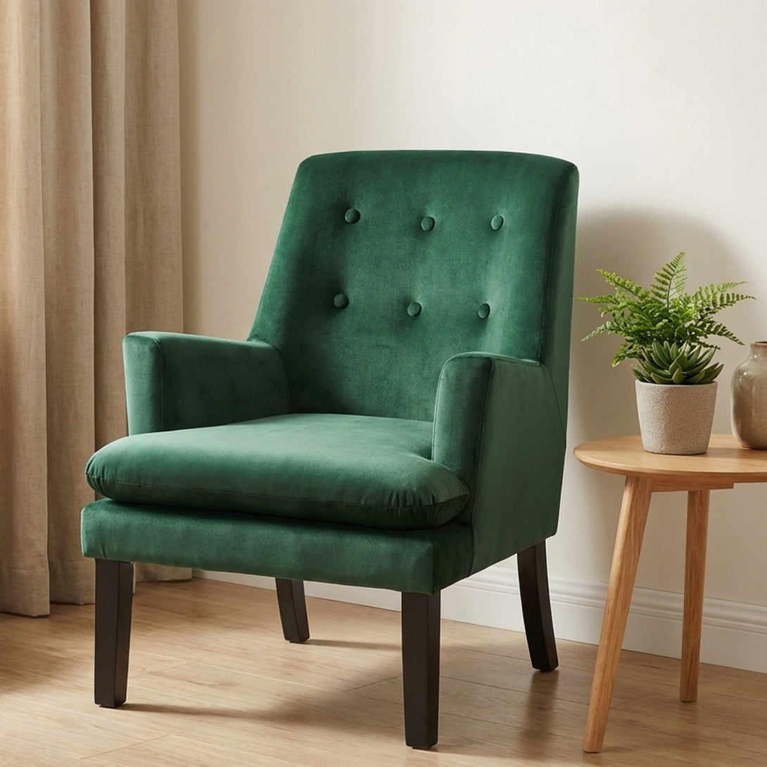 Mila Velvet Arm Chair - Green