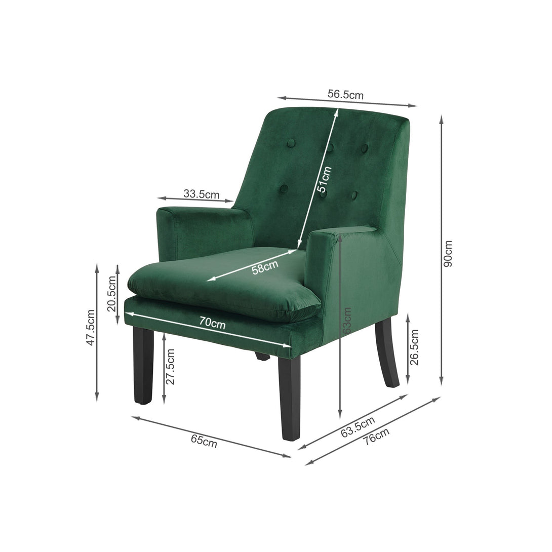 Mila Velvet Arm Chair - Green