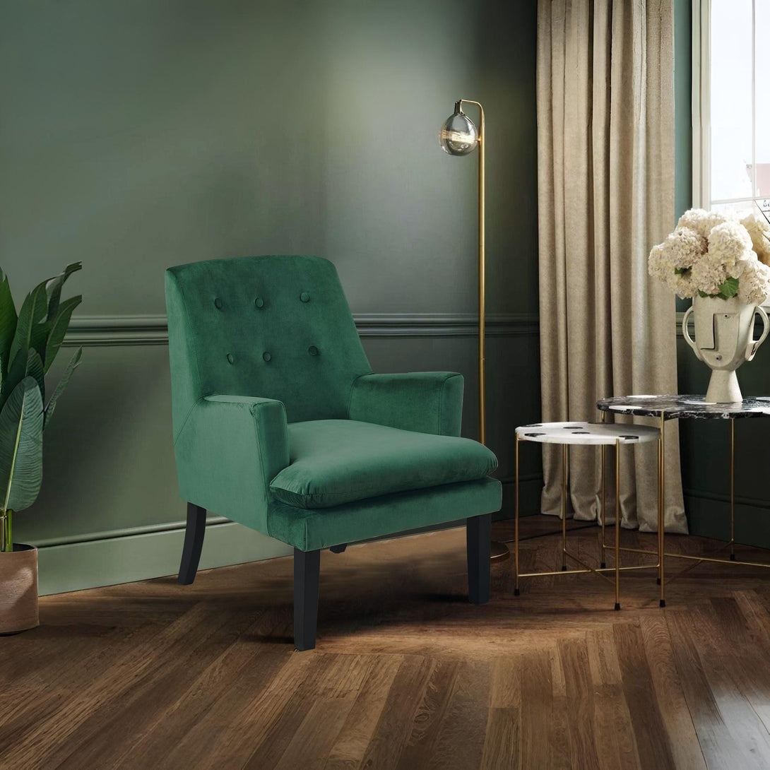 Mila Velvet Arm Chair - Green