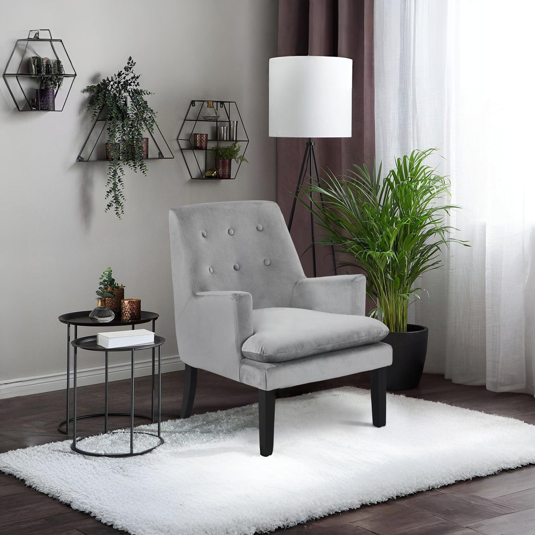 Mila Velvet Arm Chair - Grey