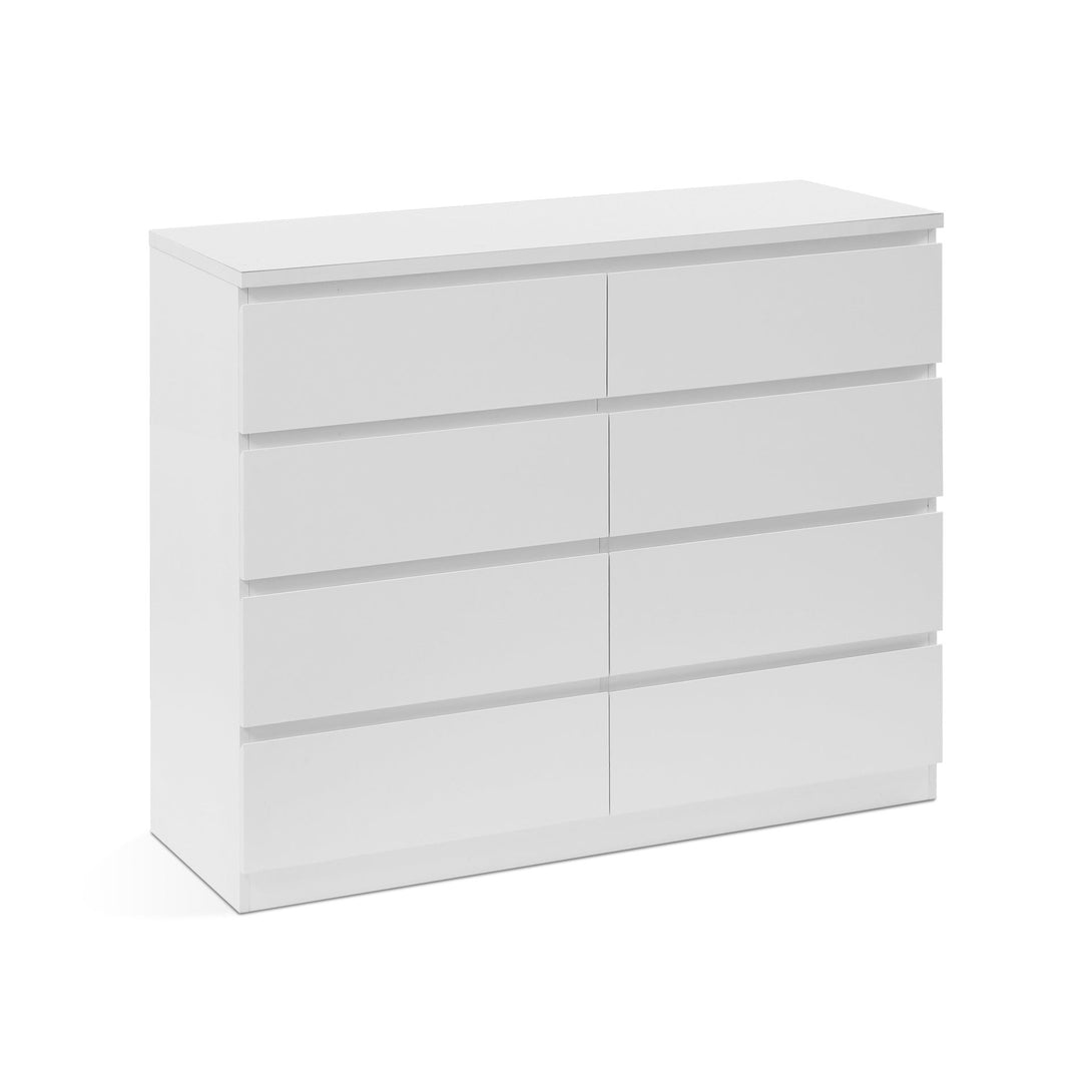 Tongass Wooden Low Boy 8 Drawers - White