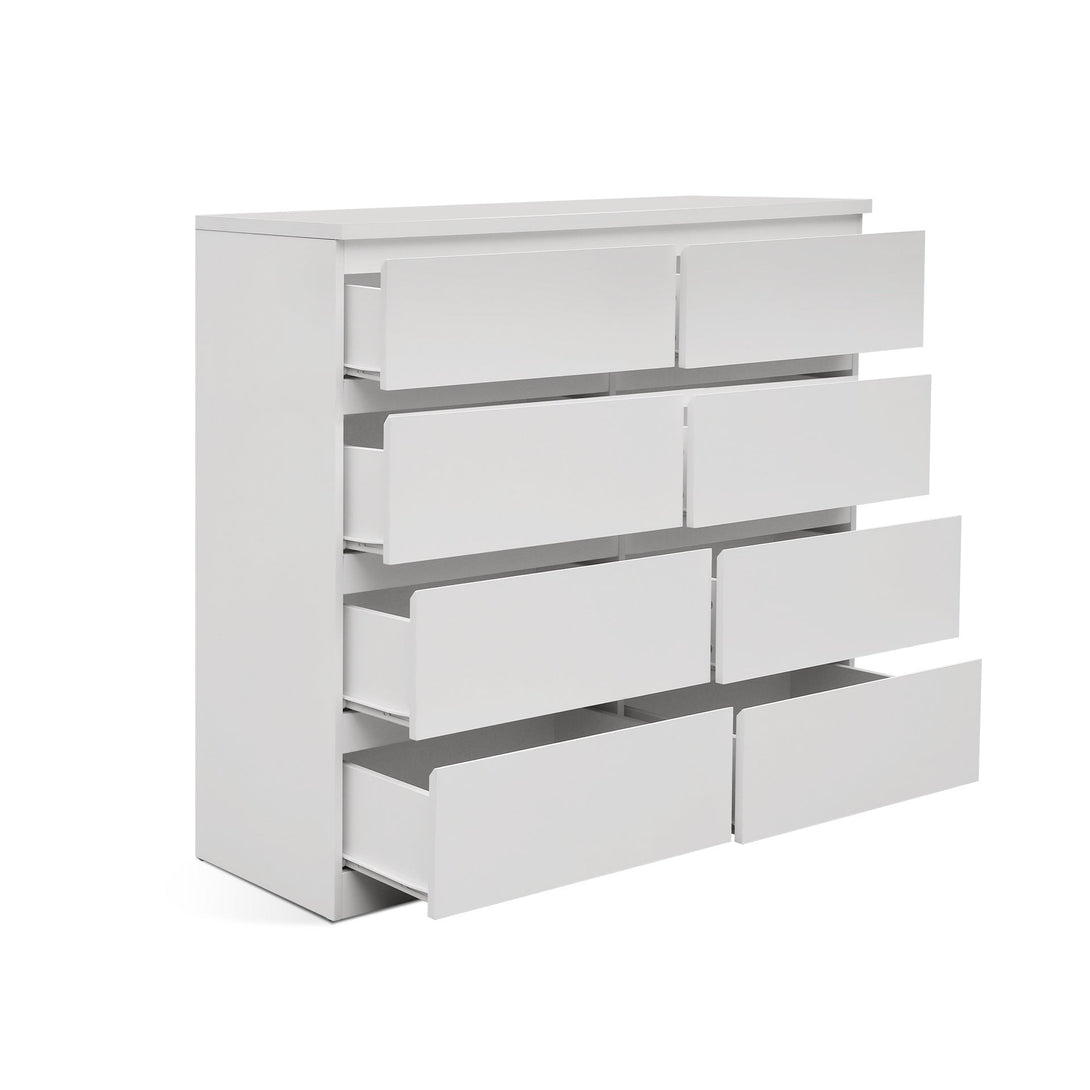 Tongass Wooden Low Boy 8 Drawers - White