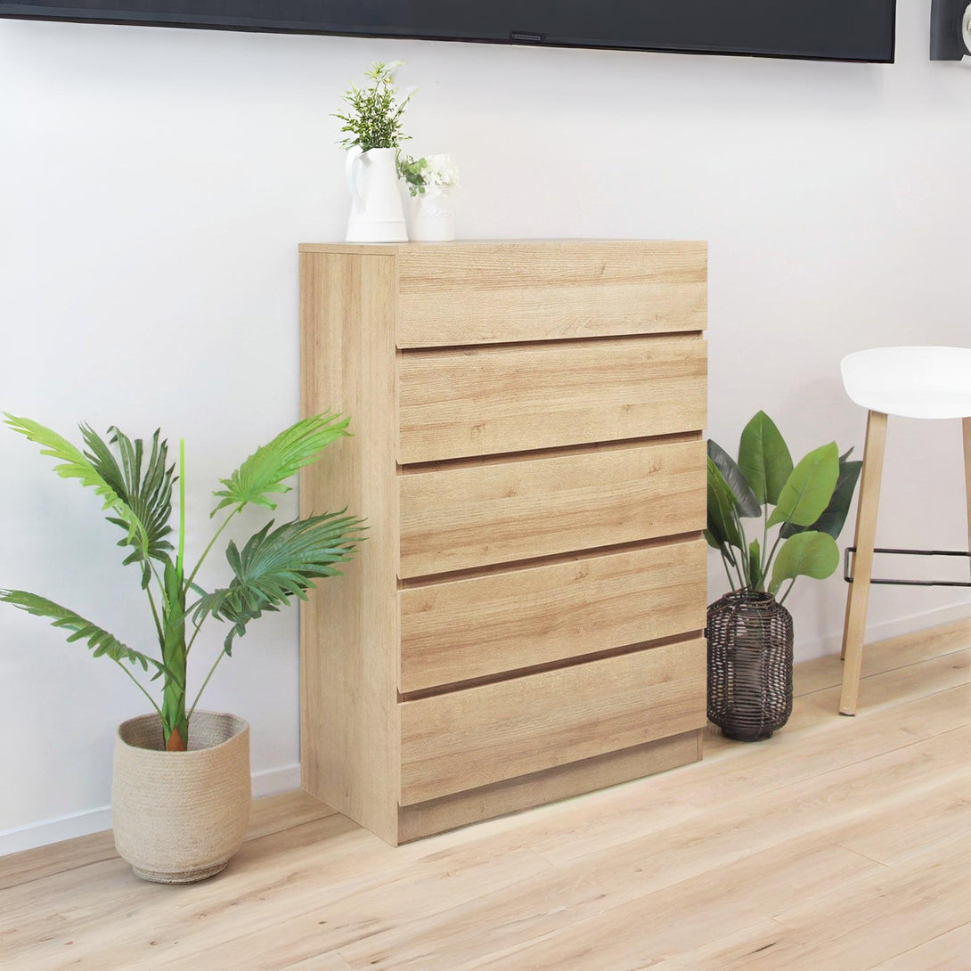 Harris 5 Drawers Tallboy - Oak