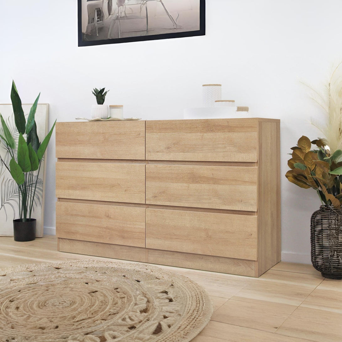 Harris 6 Drawers Low Boy - Oak