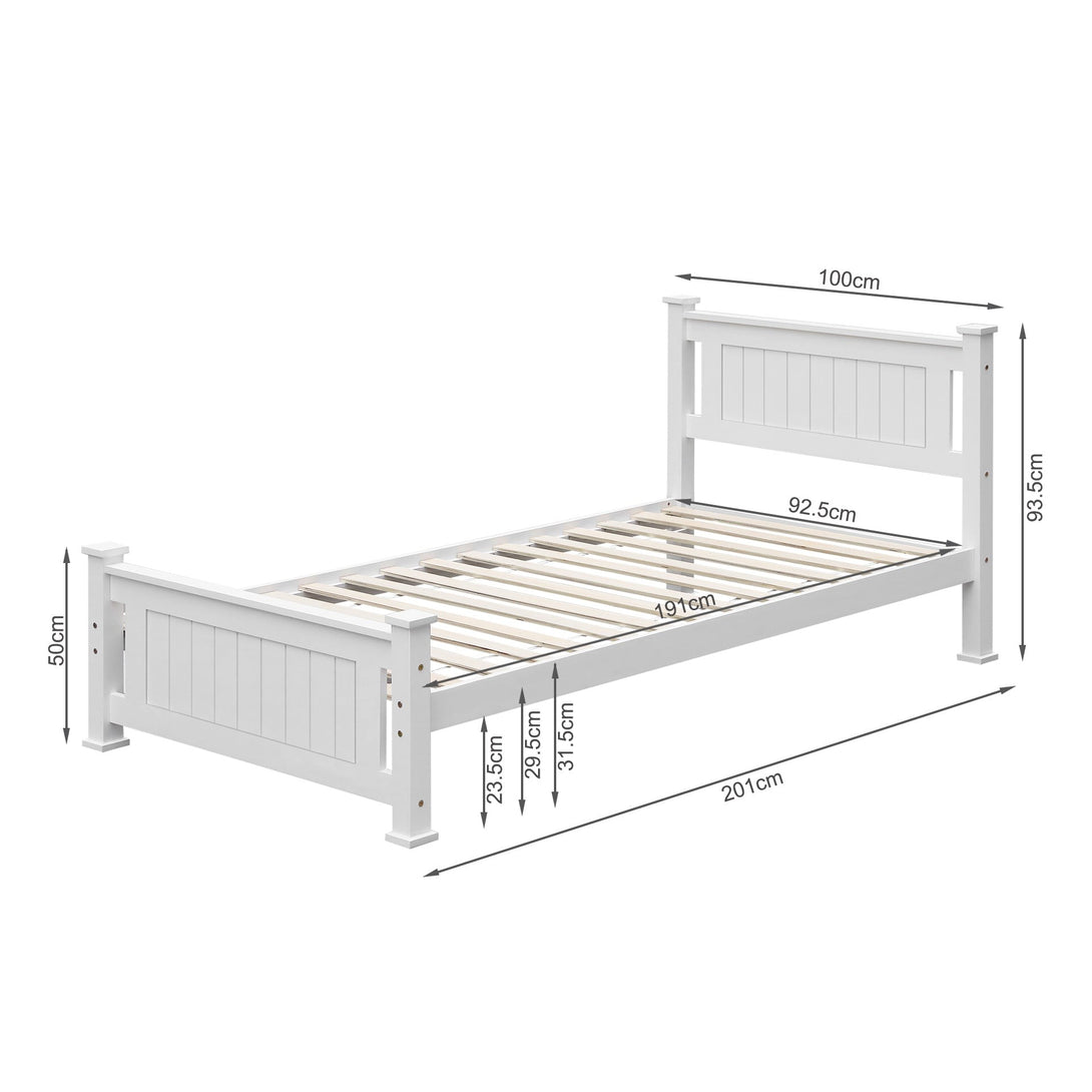 Davraz Single Wooden Bed Frame - White