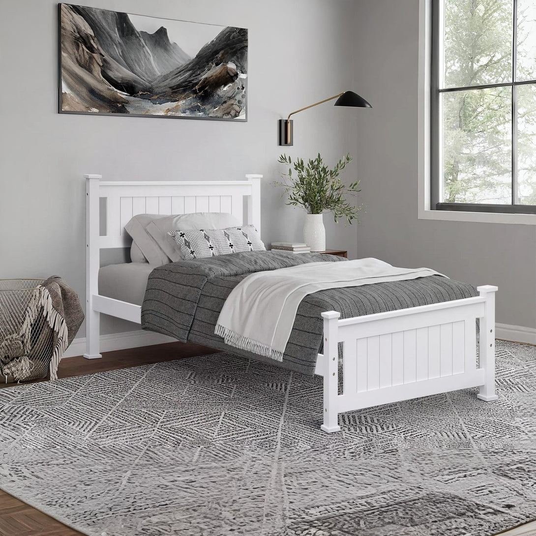 Davraz Single Wooden Bed Frame - White