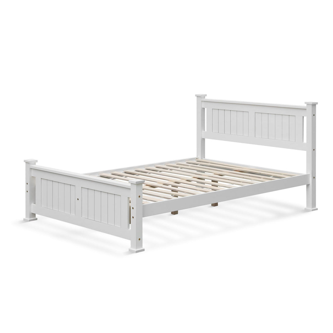 Davraz King Single Wooden Bed Frame - White