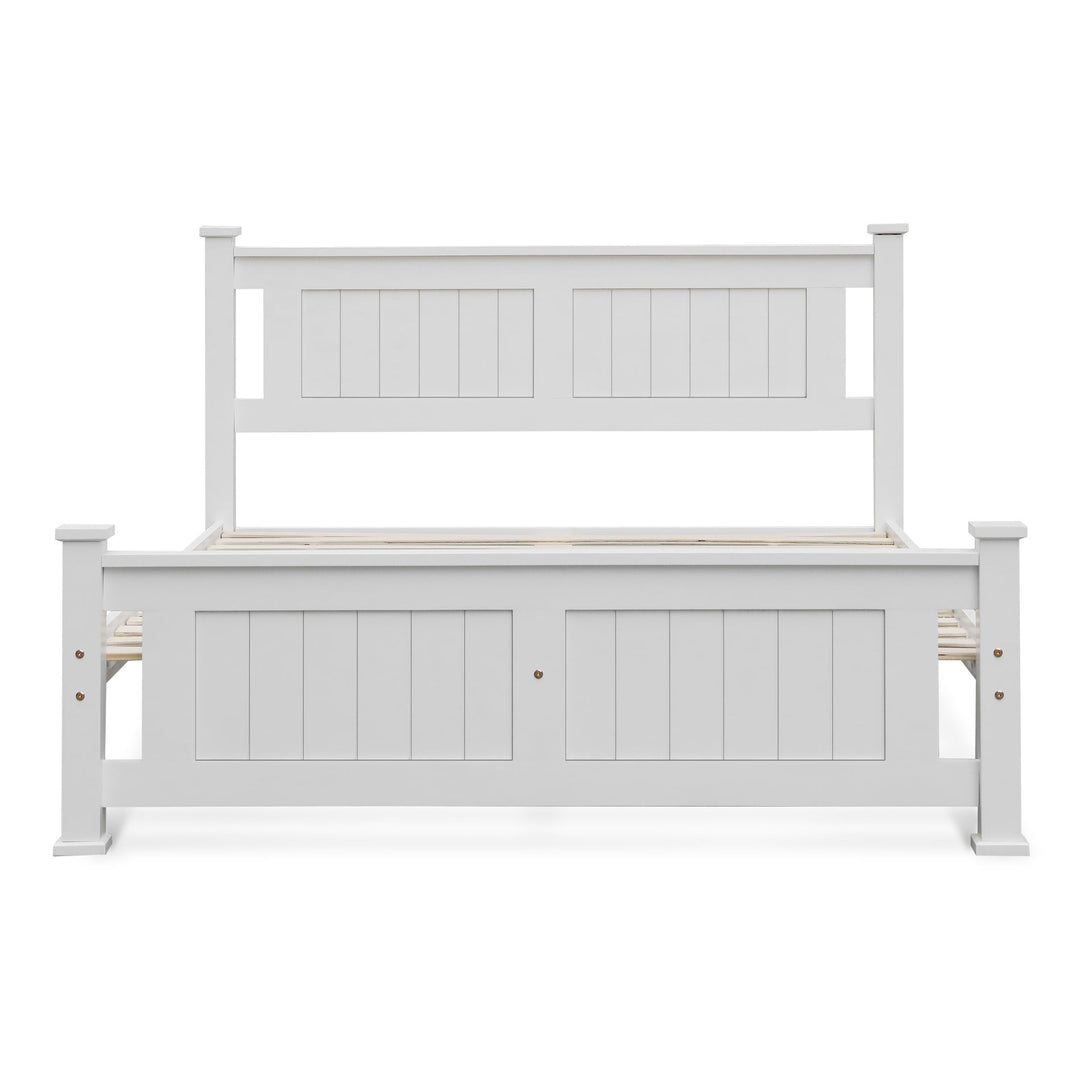 Davraz King Single Wooden Bed Frame - White