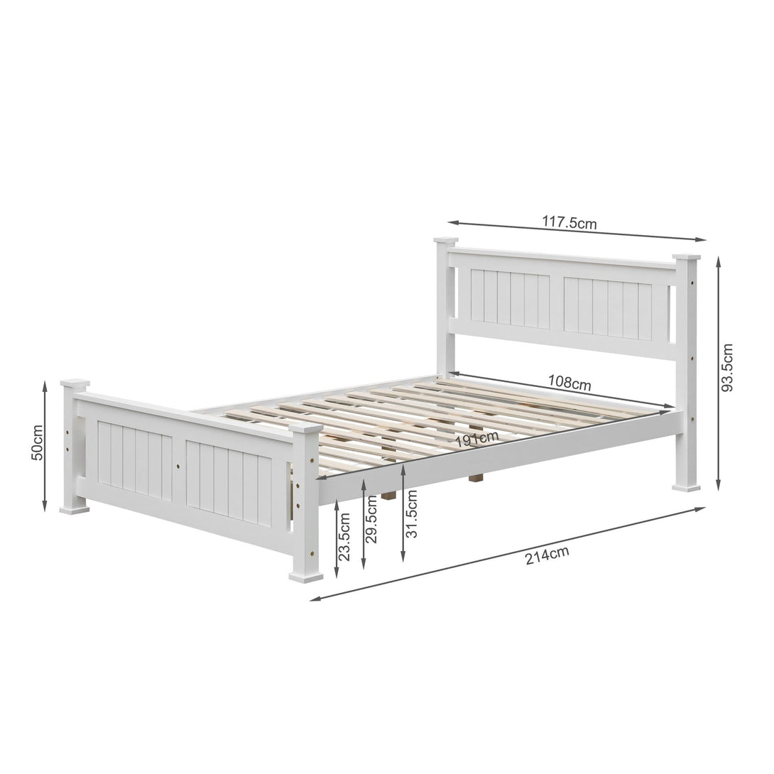 Davraz King Single Wooden Bed Frame - White