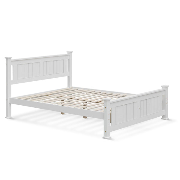 Davraz Double Wooden Bed Frame - White