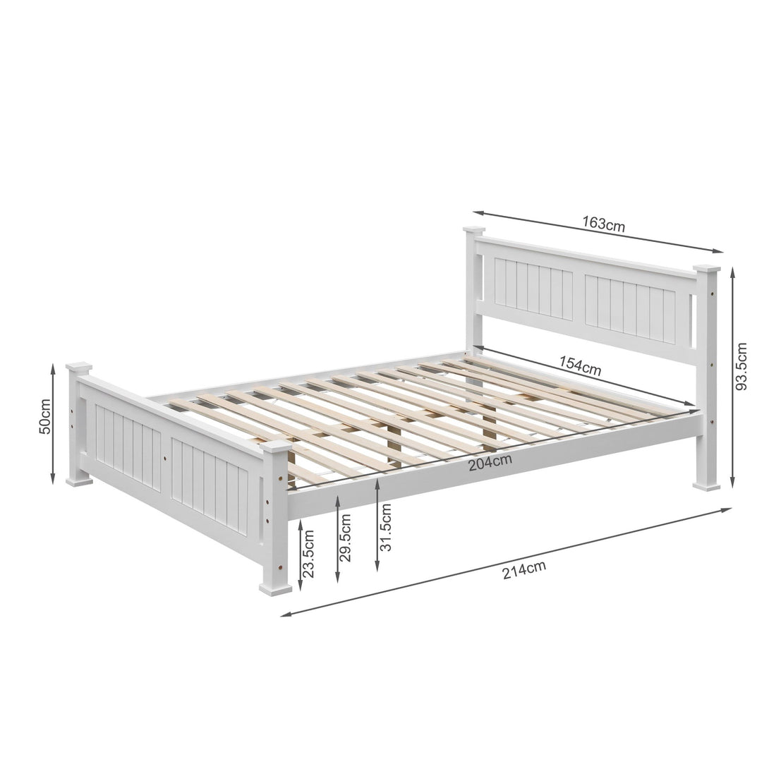 Davraz Queen Wooden Bed Frame - White