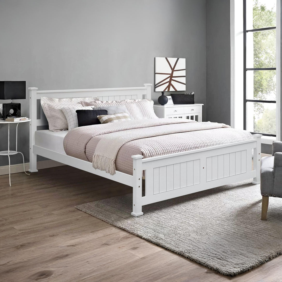 Davraz Queen Wooden Bed Frame - White