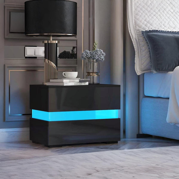Zion LED Bedside Table - Black