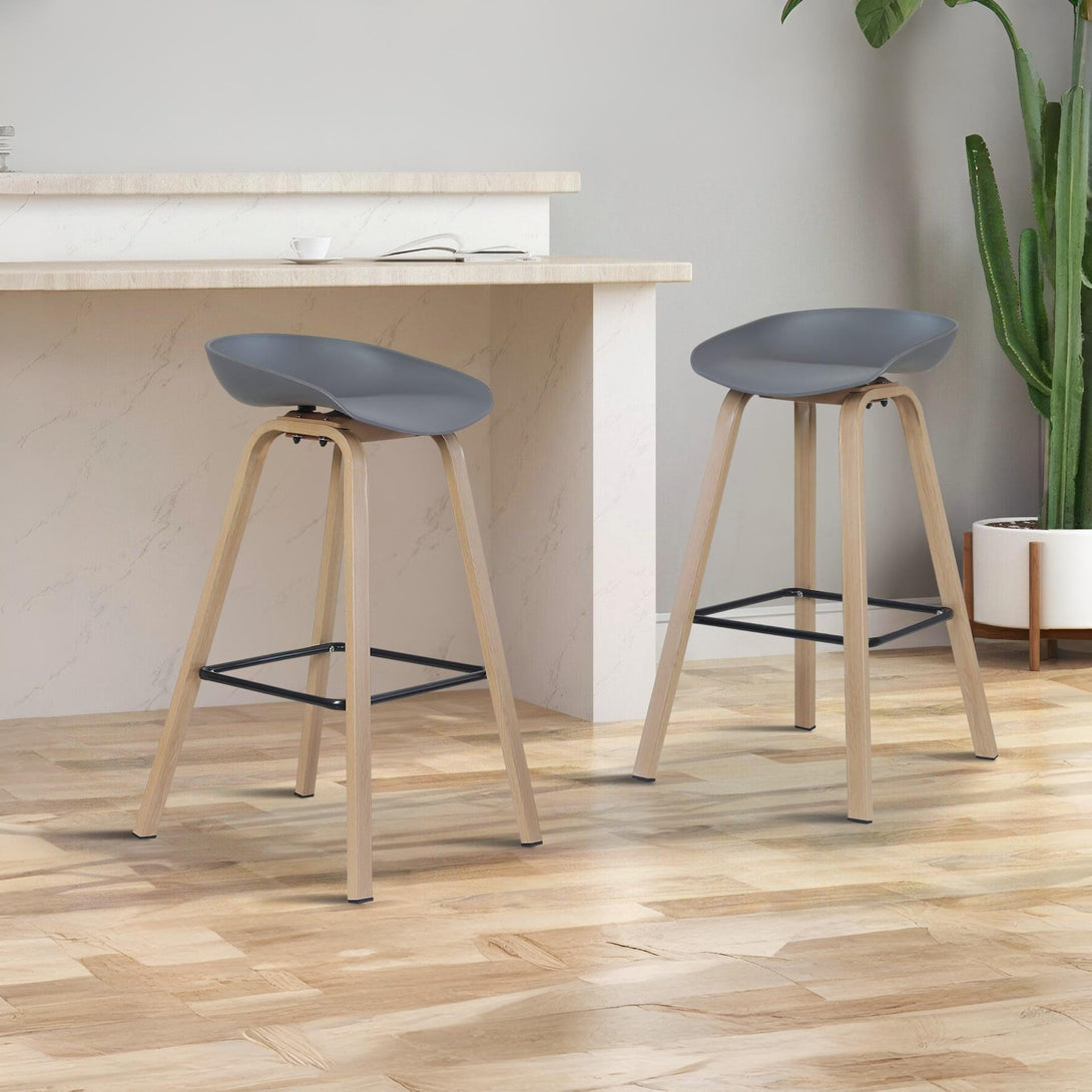 Kai Bar Stool Metal Barstool 75cm - Grey
