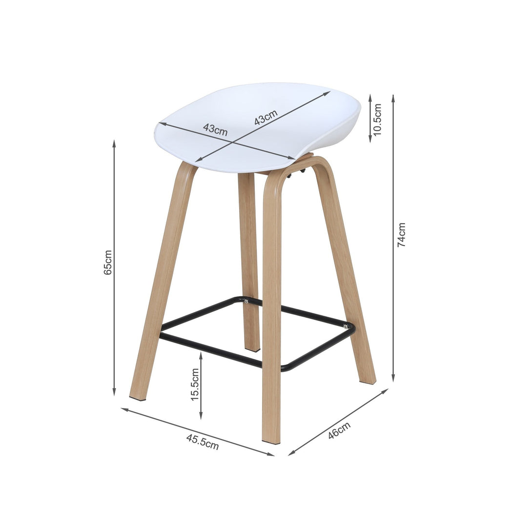 Kai Bar Stool Metal Barstool 65cm - White