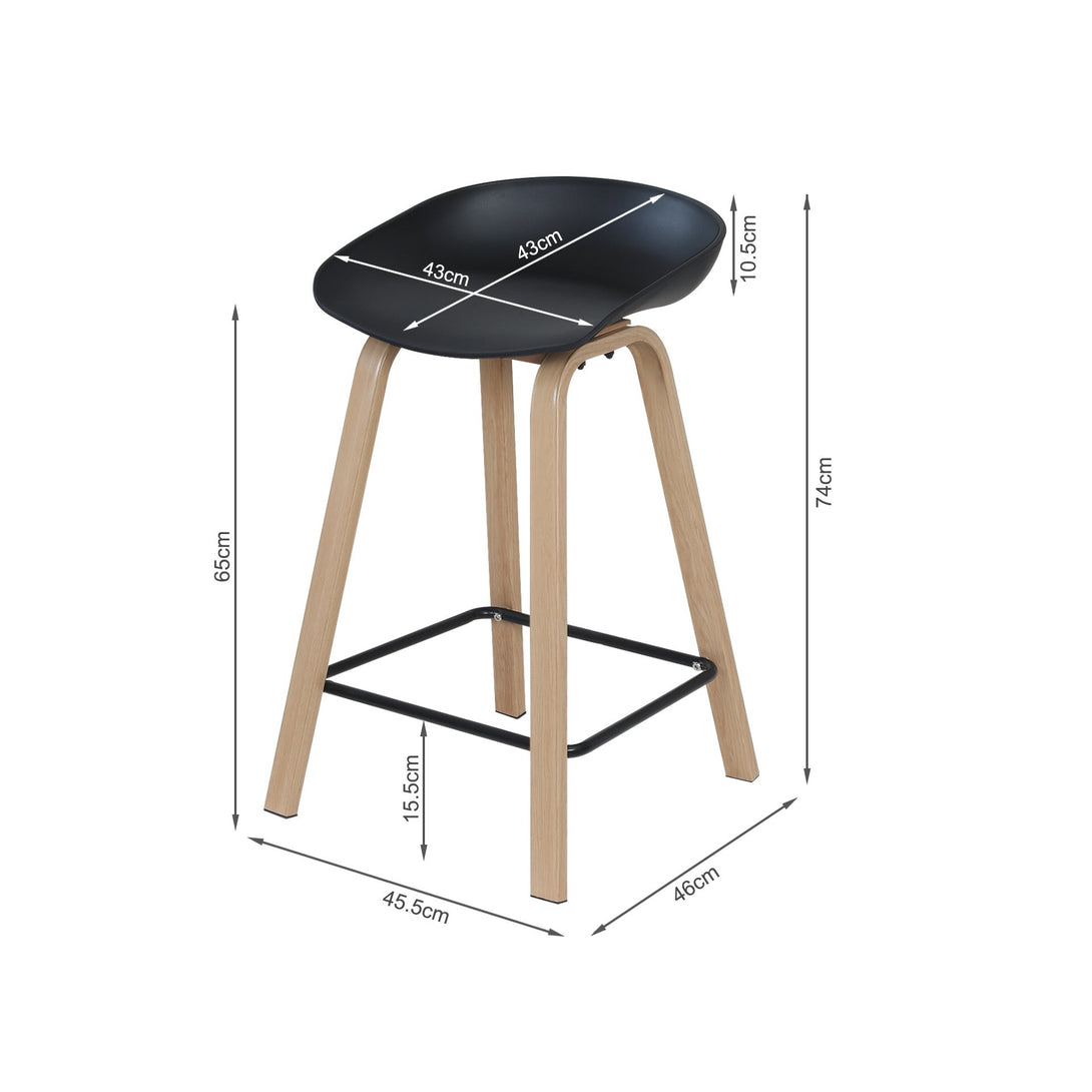 Kai Bar Stool Metal Barstool 65cm - Black