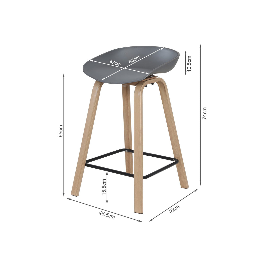 Kai Bar Stool Metal Barstool 65cm - Grey