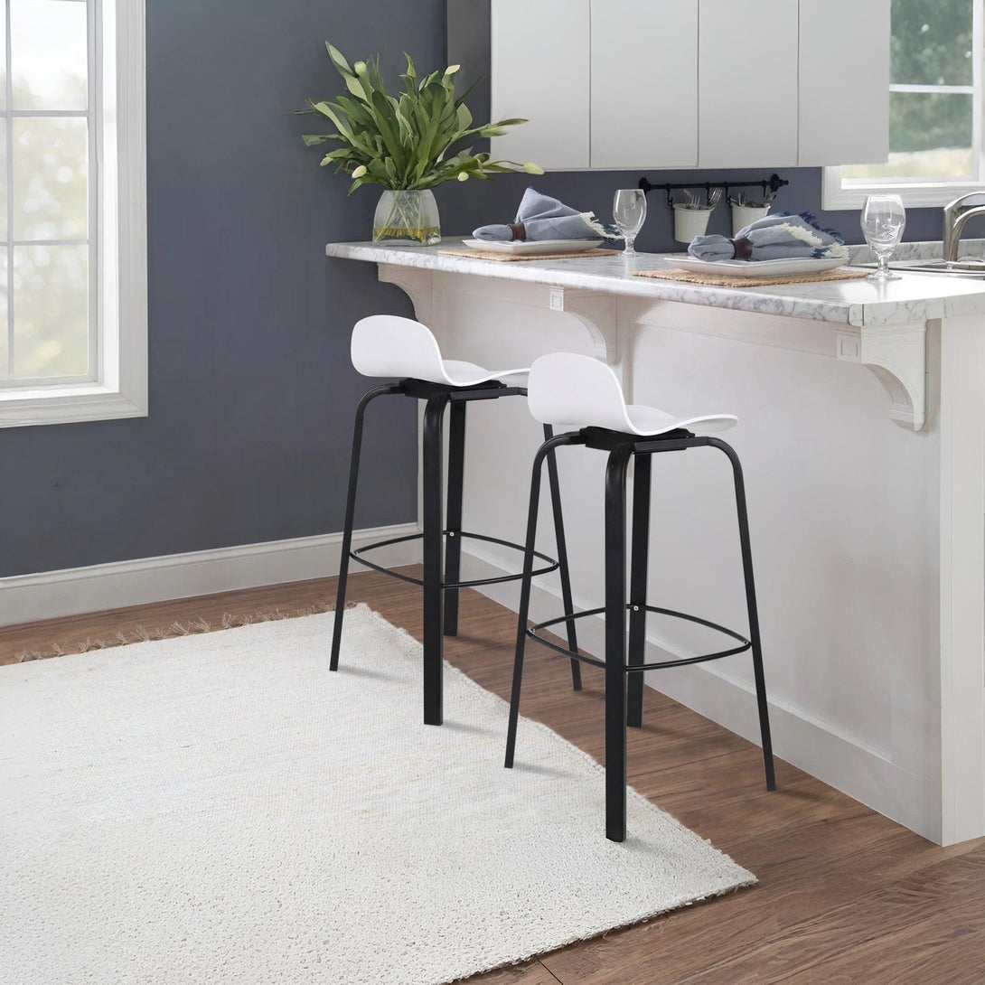 Mia Bar Stool Metal Barstool - Set of 2 - White