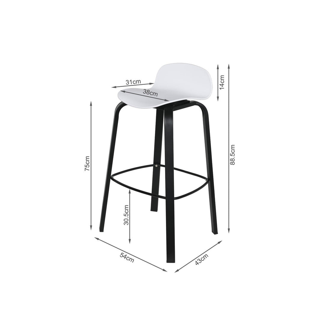 Mia Bar Stool Metal Barstool - Set of 2 - White