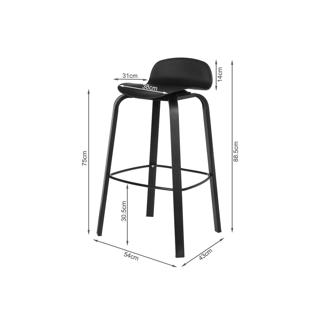 Mia Bar Stool Metal Barstool - Set of 2 - Black