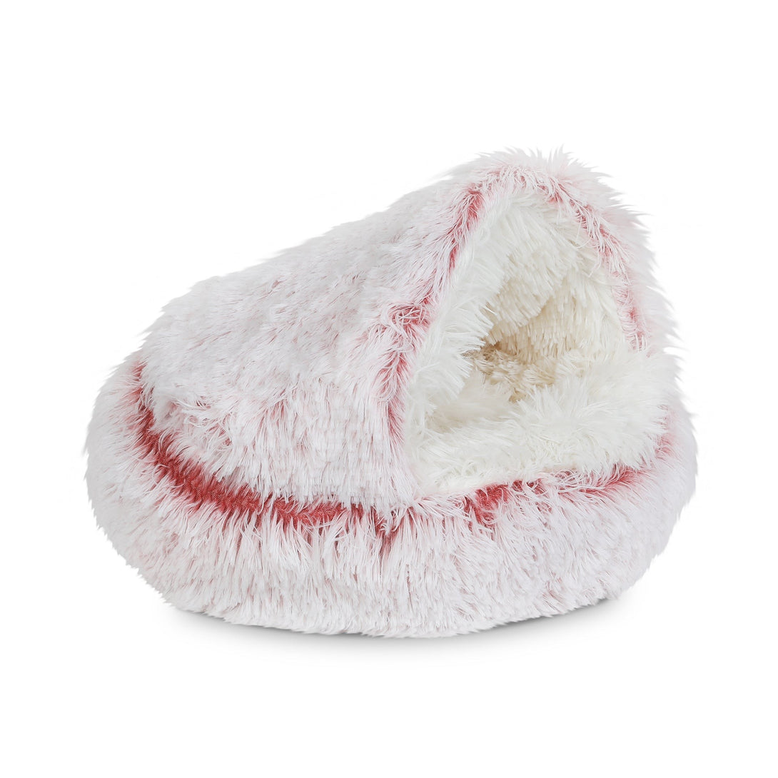 Soft Plush Cat Cave Bed - Pink