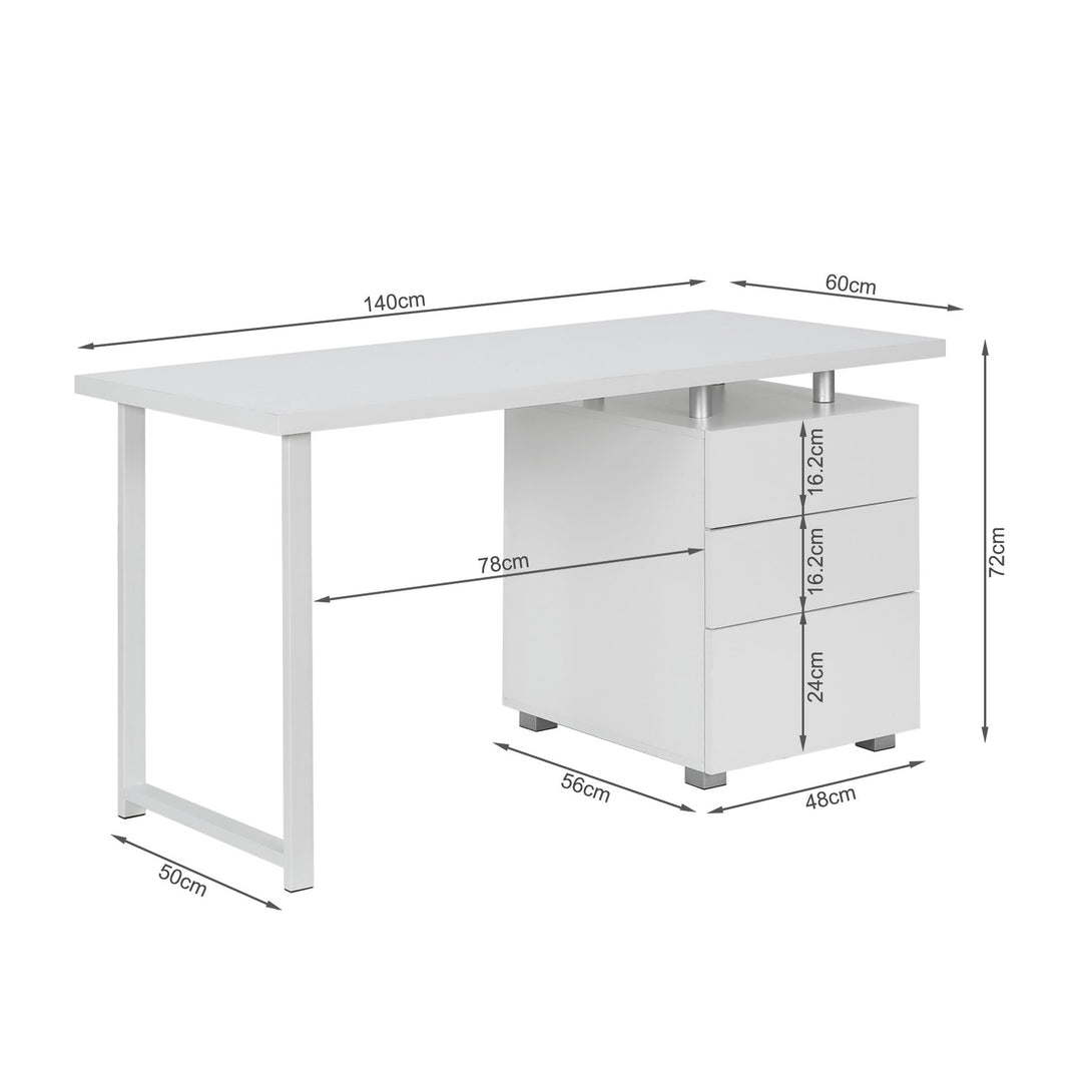 Karter Computer Desk with Drawers - White