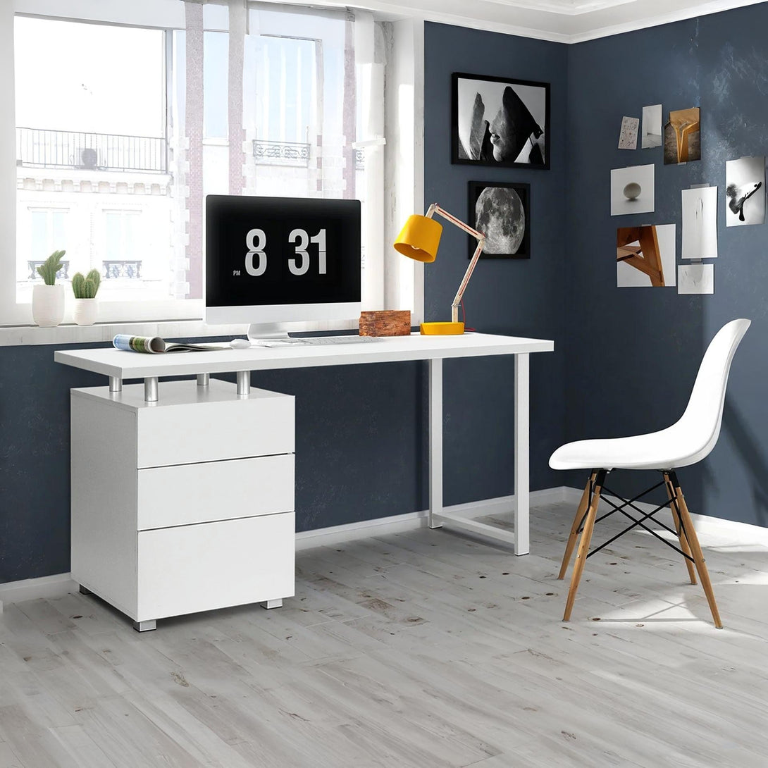 Karter Computer Desk with Drawers - White