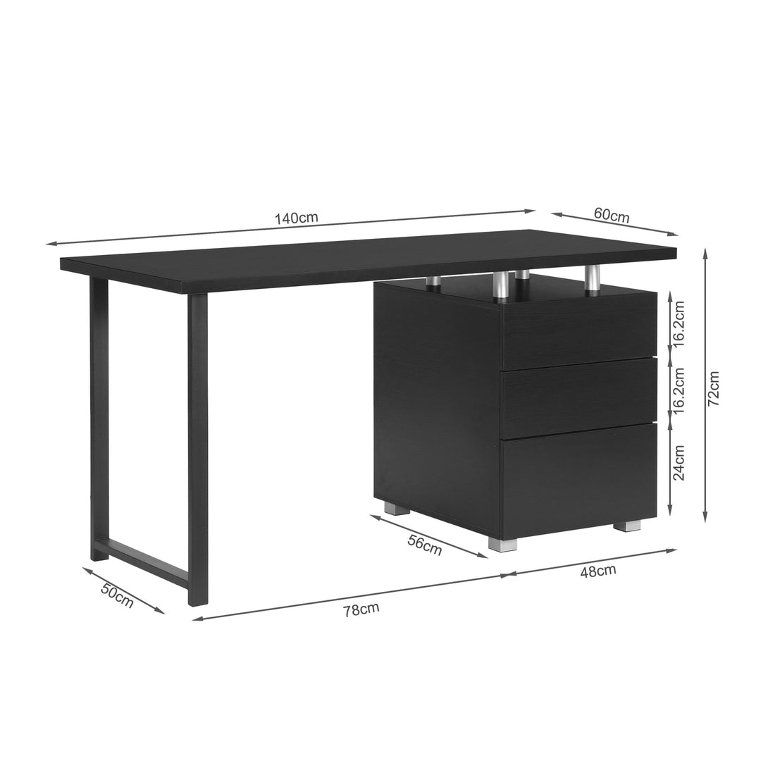 Karter Computer Desk with Drawers - Black