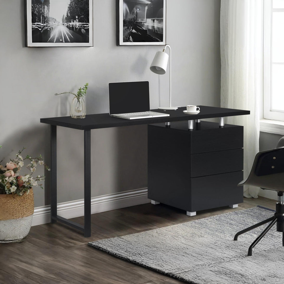 Karter Computer Desk with Drawers - Black