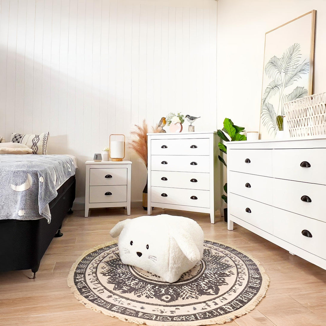 Congo Bedside Table with 2 Drawers - White