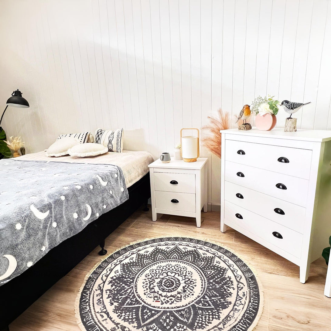 Congo Bedside Table with 2 Drawers - White