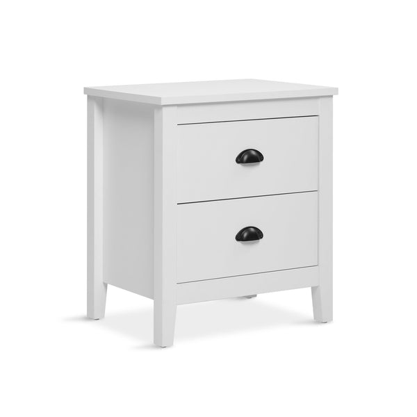 Congo Bedside Table with 2 Drawers - White