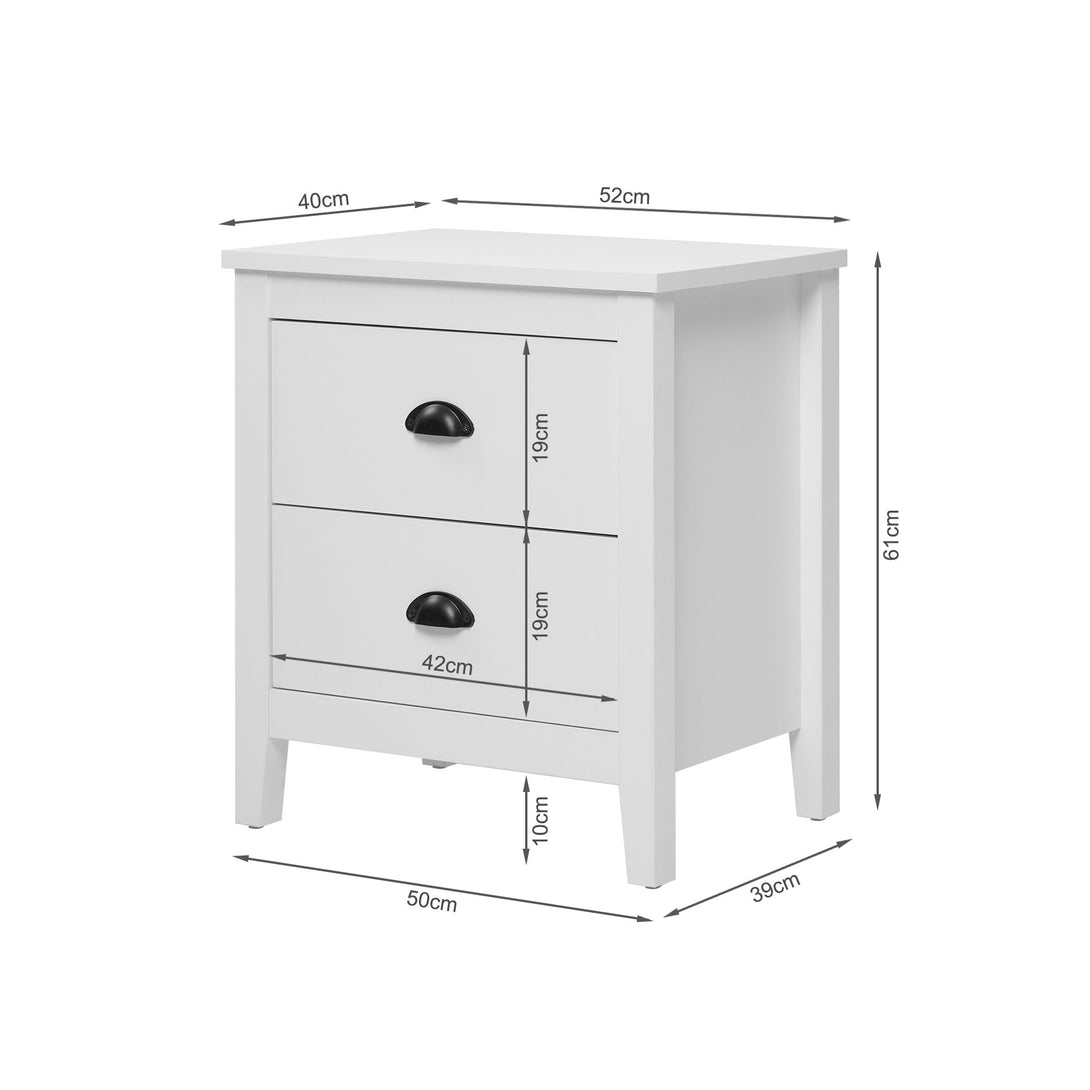 Congo Bedside Table with 2 Drawers - White