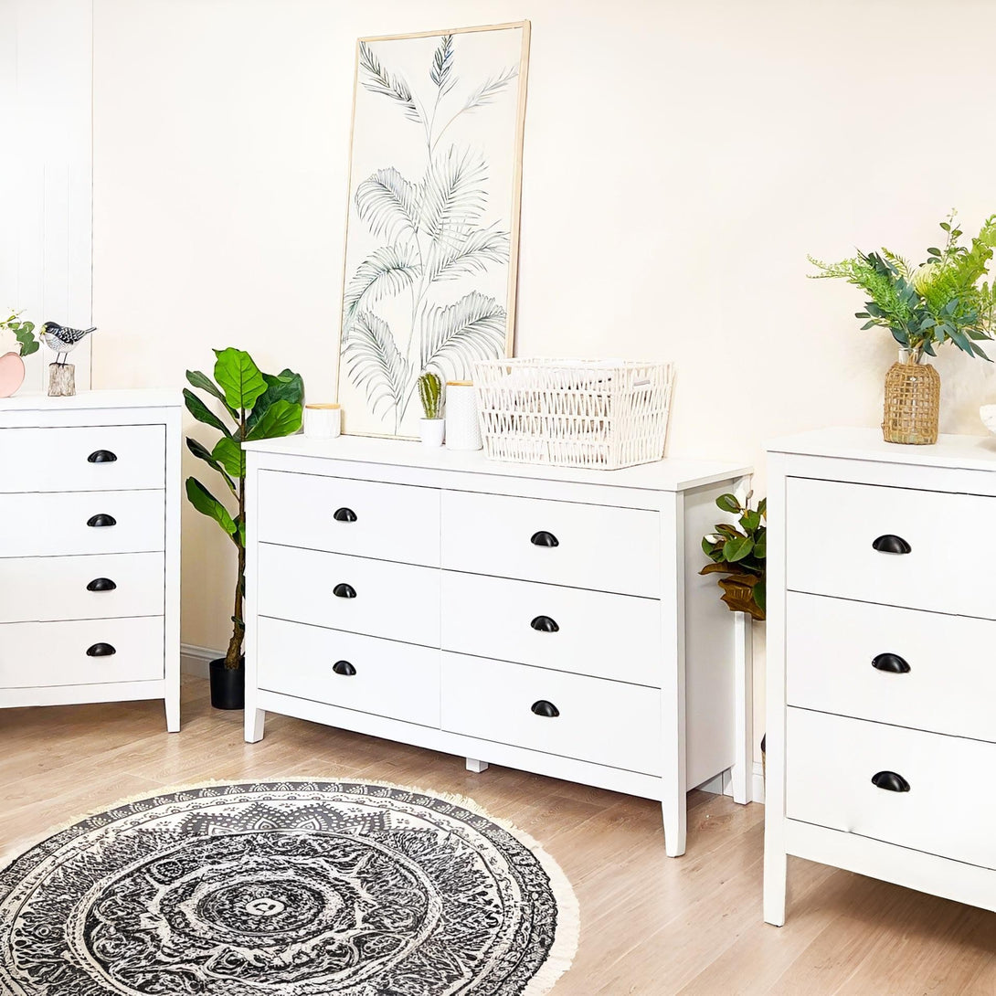Congo 6 Drawers Low Boy - White