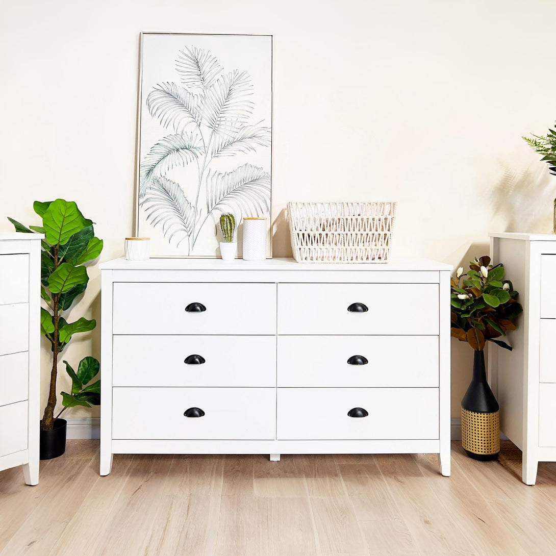 Congo 6 Drawers Low Boy - White