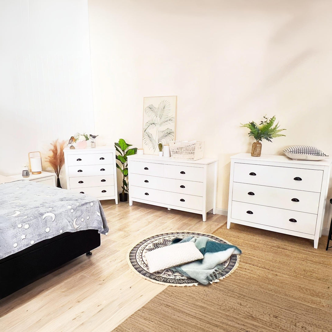 Congo 6 Drawers Low Boy - White