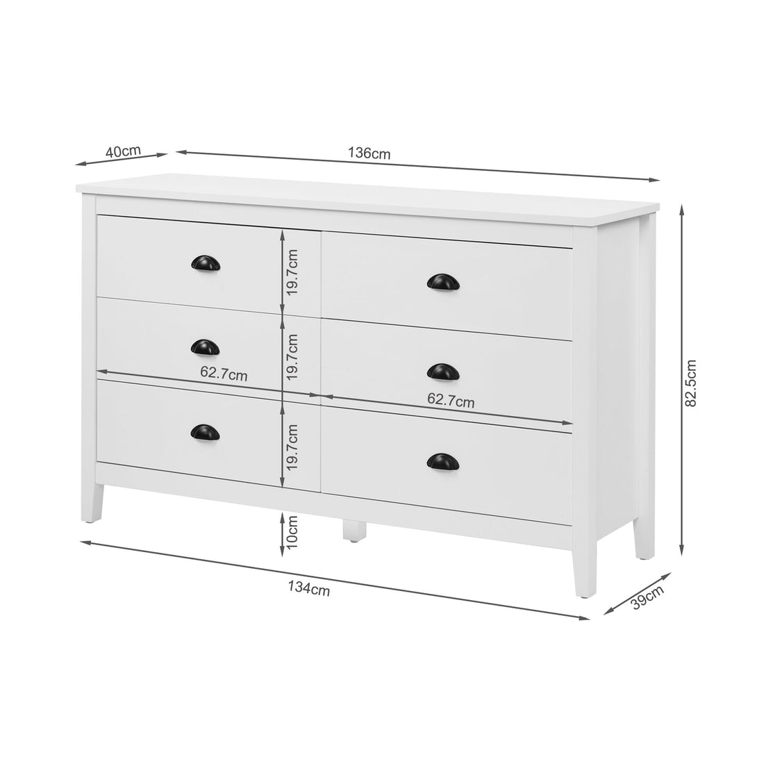 Congo 6 Drawers Low Boy - White