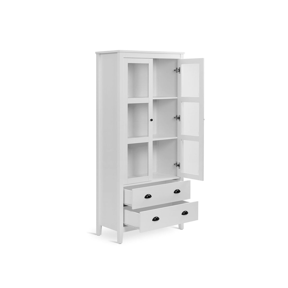 Congo Display Cabinet with 2 Drawer - White